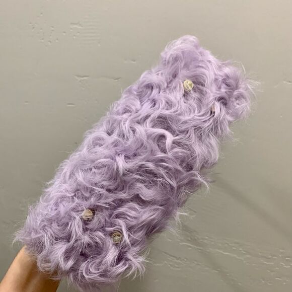 Handmade Genuine Curly Shearling Bamboo handle Bag/Shoulder Bag/Crossbody - Picture 14 of 16